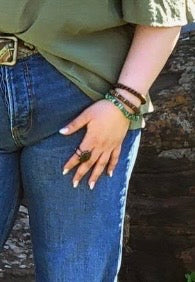 Genuine Labradorite Ring Set in Antique Copper
