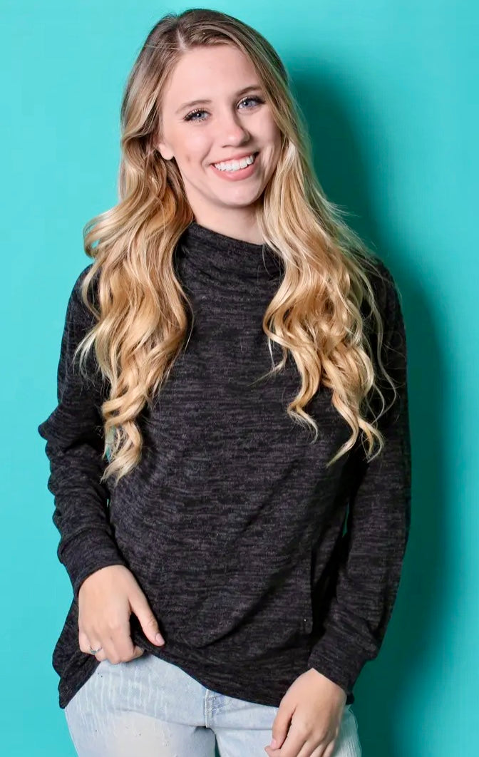 Black Cowl Neck
Sweater with Pockets