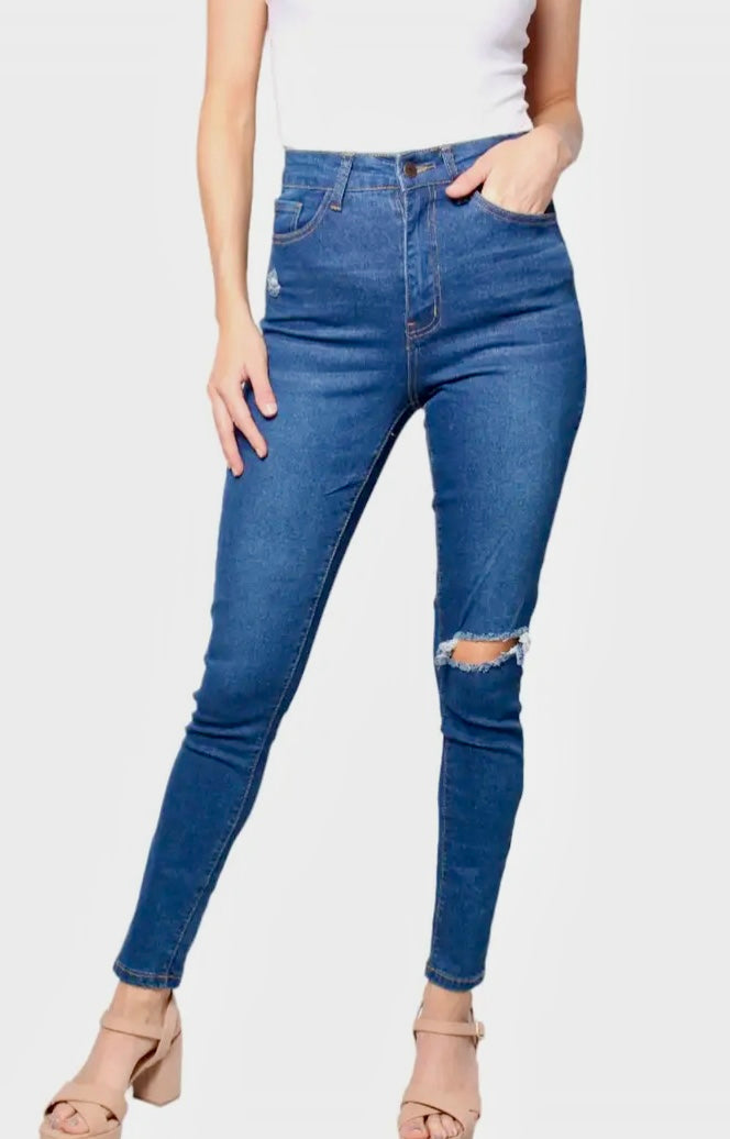 Distressed High Waist Skinny Jeans.