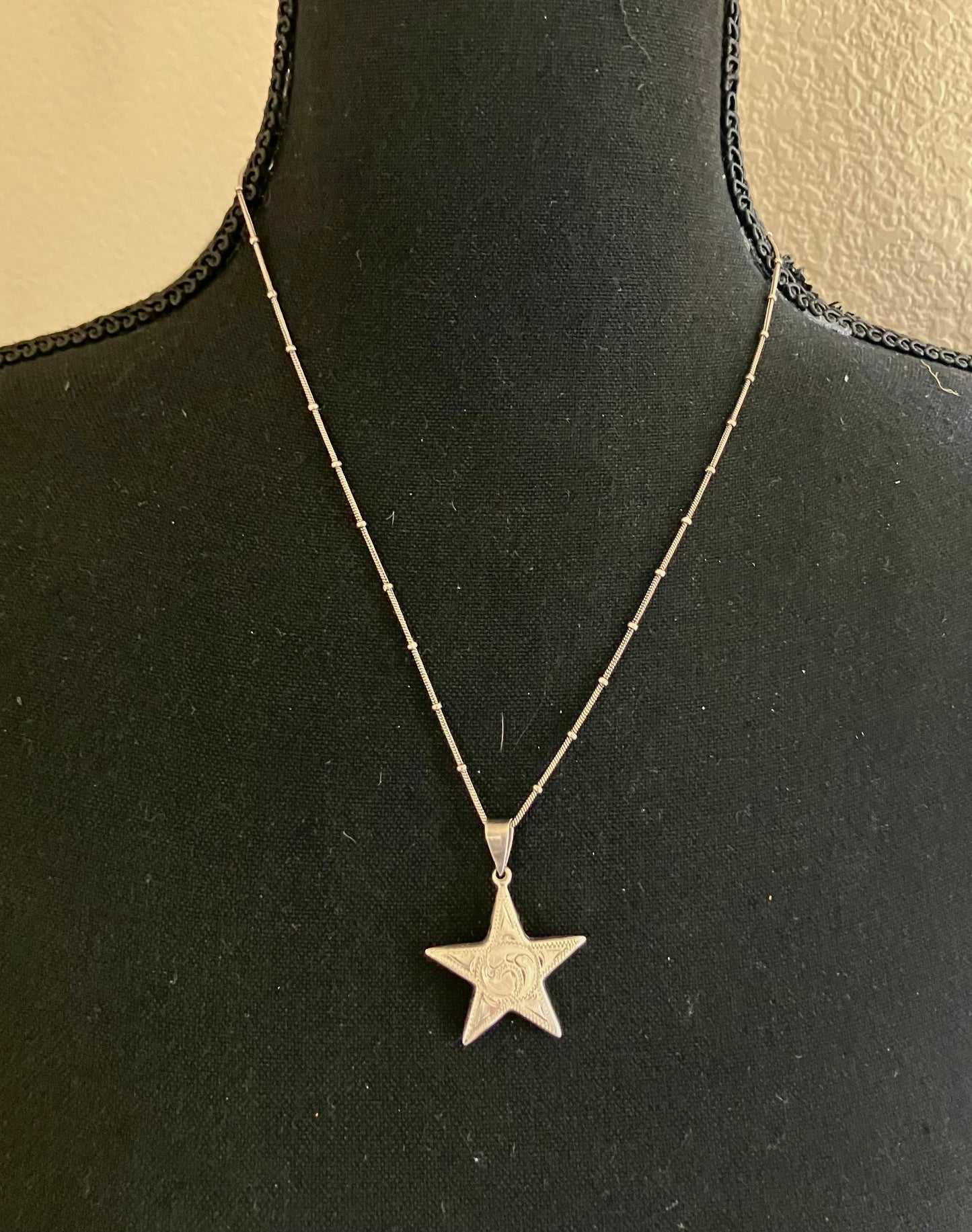 Sterling Silver Puff Star Necklace