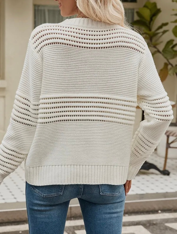 White Round Neck Sweater