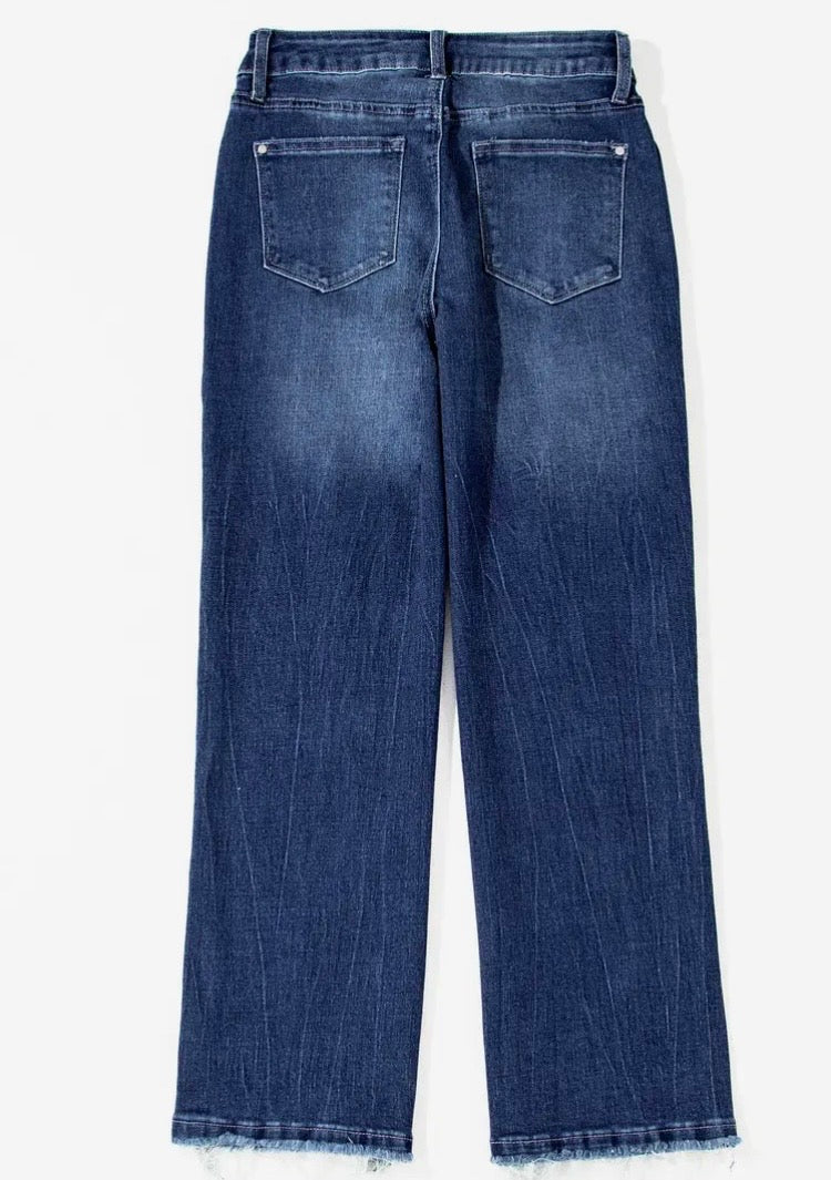 Delilah High Waisted Flared Jeans with Raw Hem