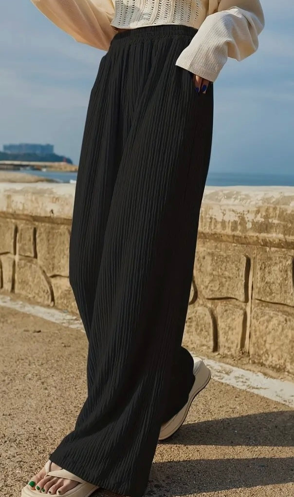 Black Wide Leg Casual
Trousers
