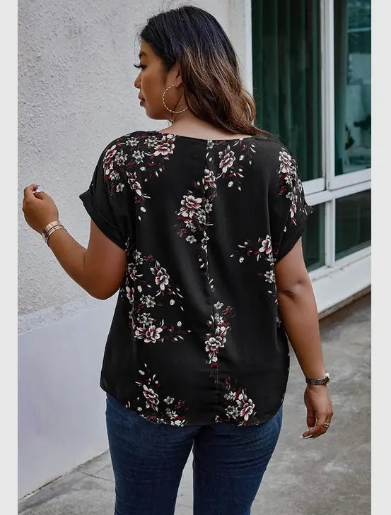 Plus Size Floral Print Blouse