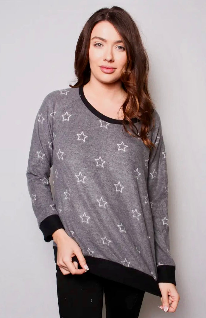 Star Print Raglan Top