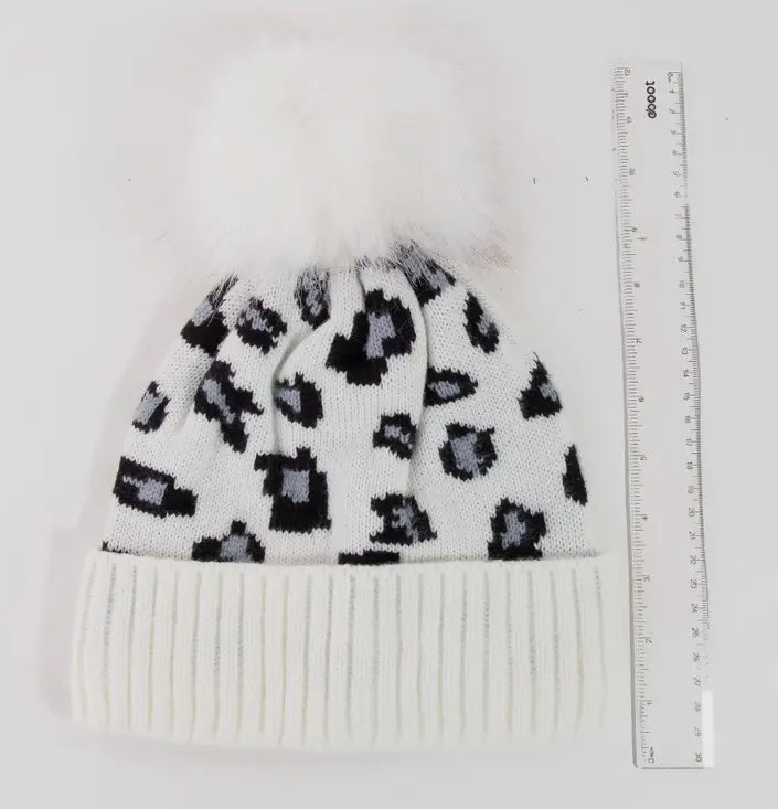 Leopard Pom Pom Beanie