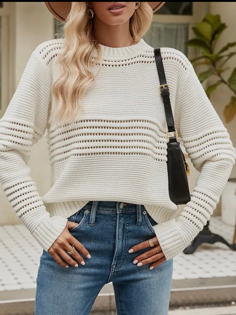 White Round Neck Sweater