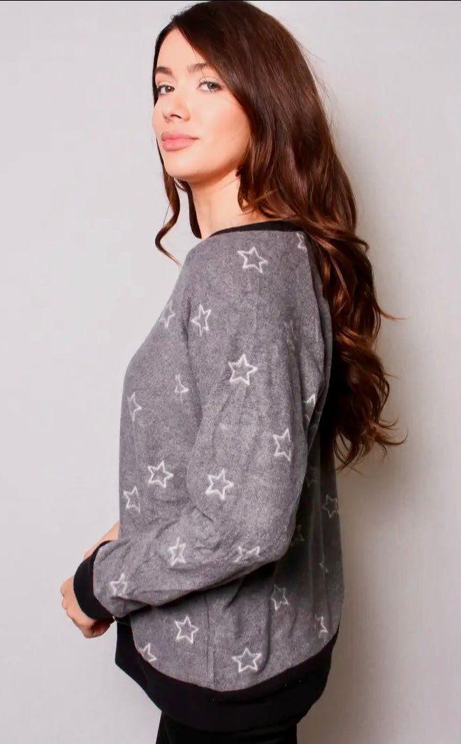 Star Print Raglan Top