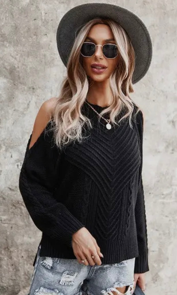 Chic Shoulder Cutout Sweater