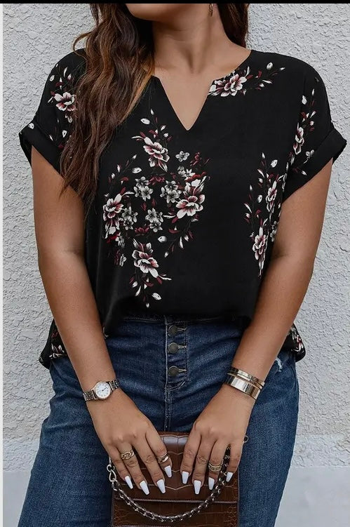 Plus Size Floral Print Blouse