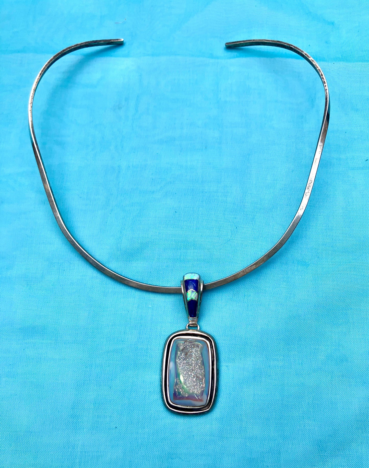 Opal & Crystal Silver Choker